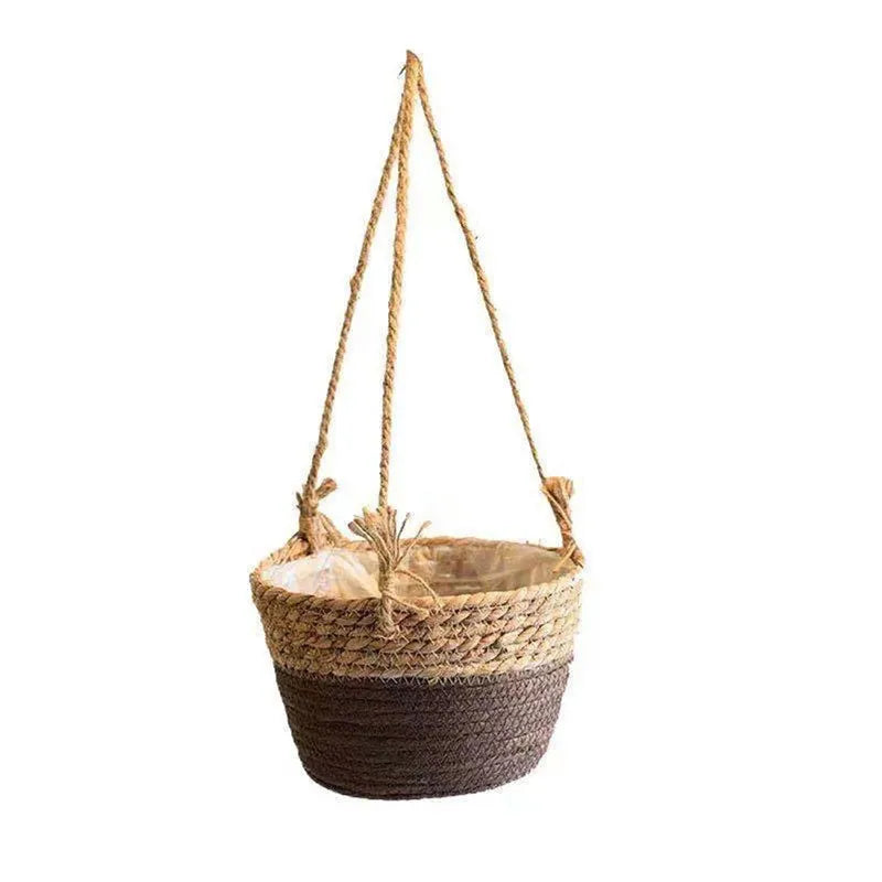 SageNest | Beige Macrame Hanging Plant Basket
