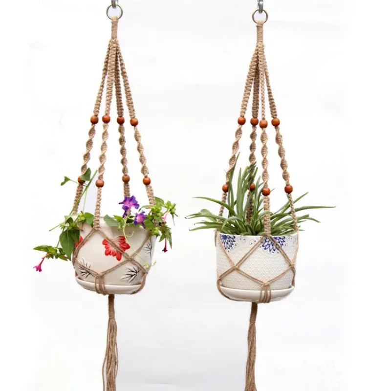 TerraNest | Brown Macrame Hanging Plant Basket