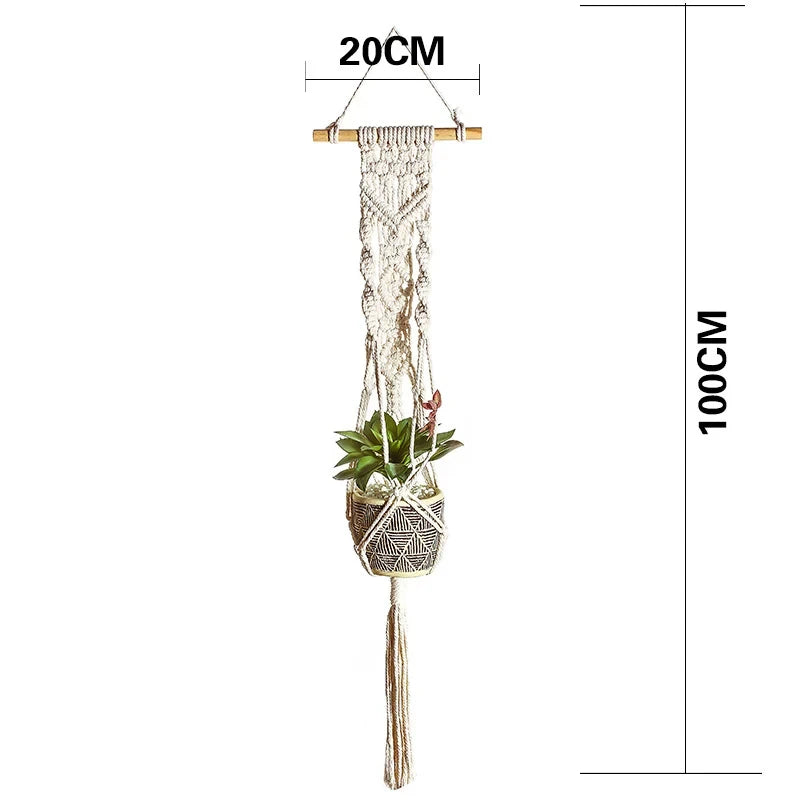 SolNest | Beige Boho Macrame Hanging Planter