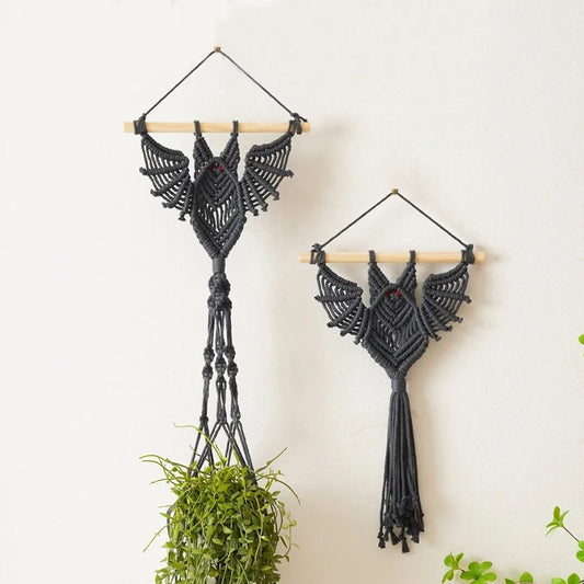 Nordic Echo | Bat Woven Macrame Tapestry | White