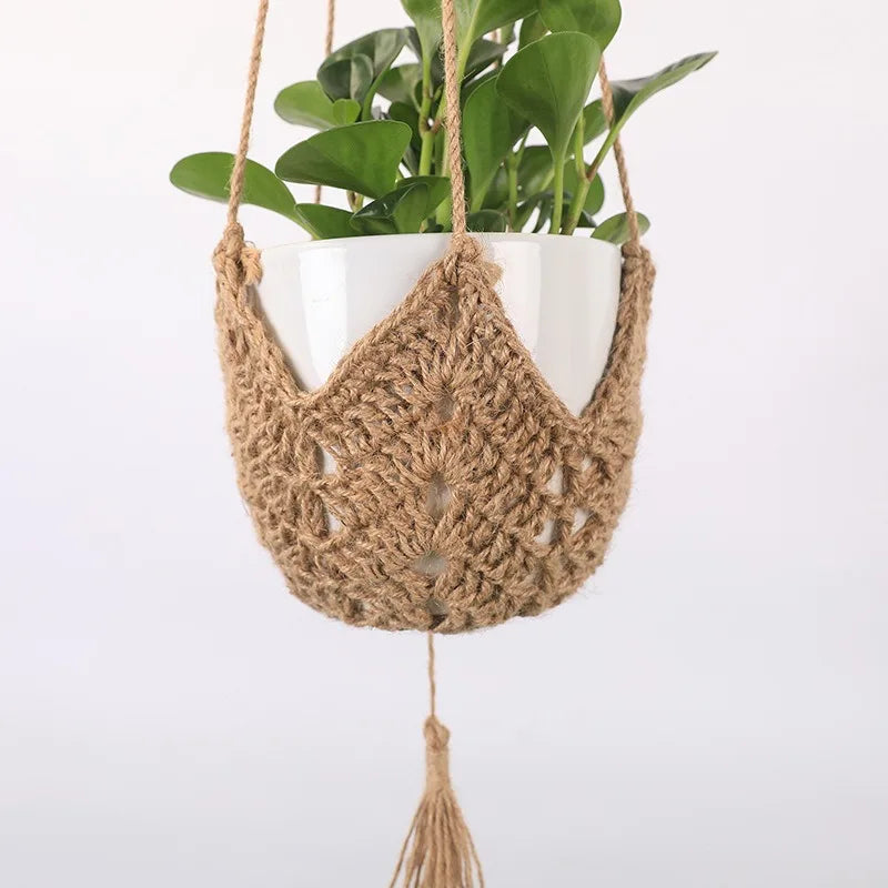 EarthNest | Brown Hanging Mesh Plant Basket