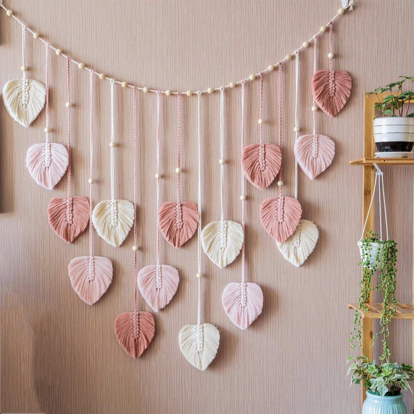 Emerald Canopy | Boho Green Leaves Garland | Pink