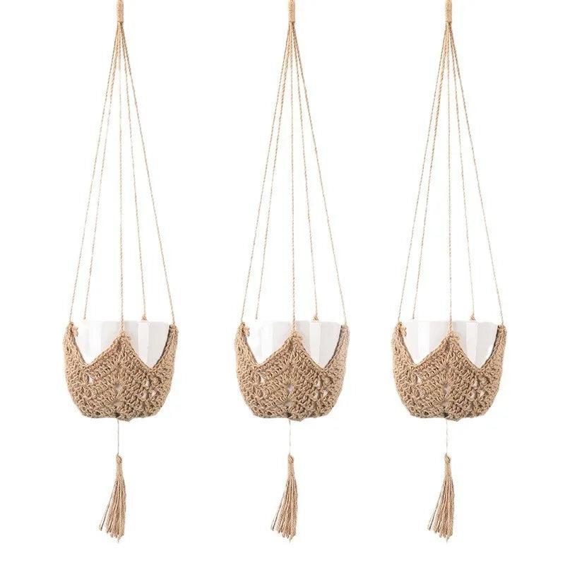 EarthNest | Brown Hanging Mesh Plant Basket