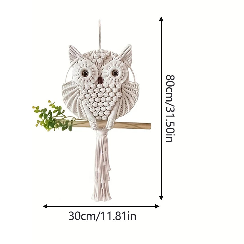 Celestial Owl | Boho Dreamcatcher Wall Hanging | Beige