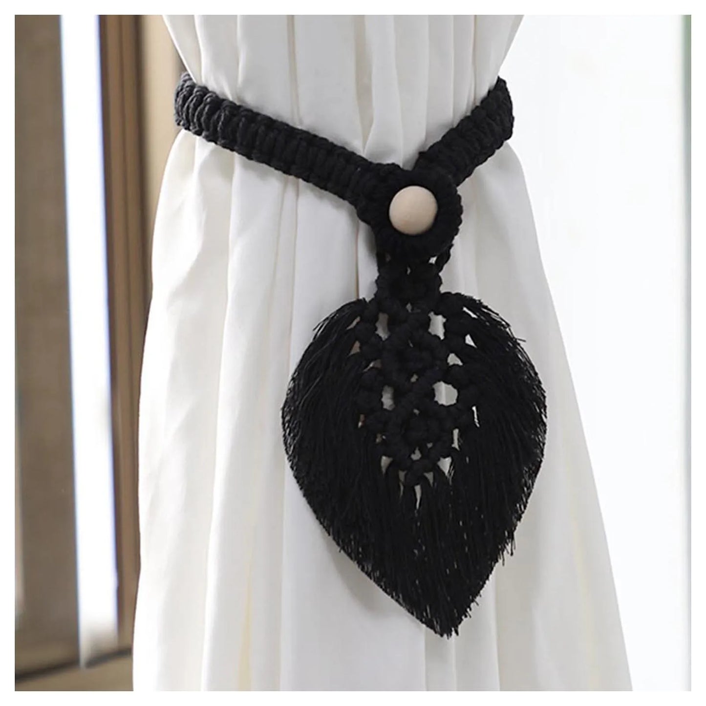 Rustic Weave | Macrame Curtain Tiebacks | Grey