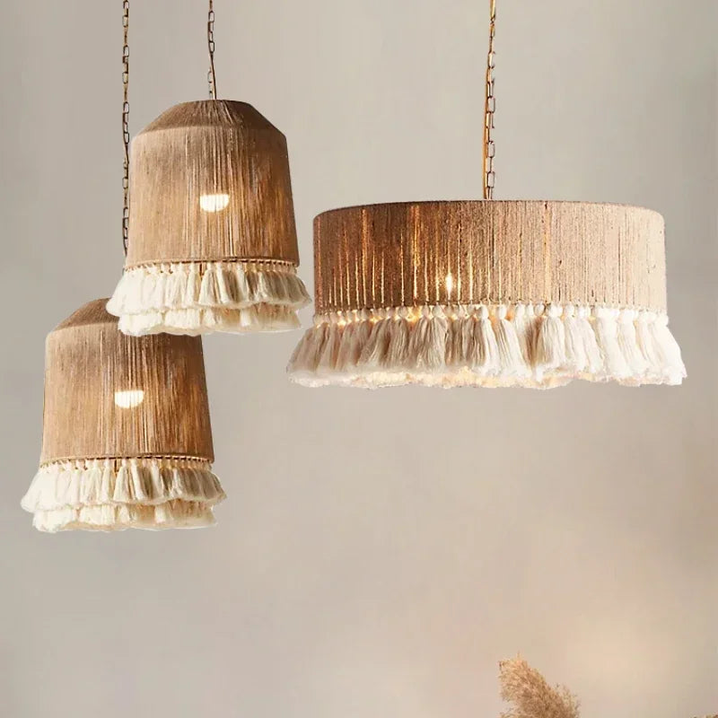 Celestial Aura | Bohemian Vintage Hemp Pendant Lights