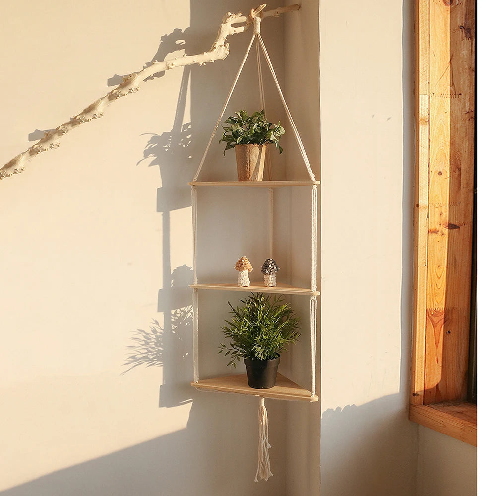 Rustic Rhapsody | Boho Floating Wall Shelf | Natural