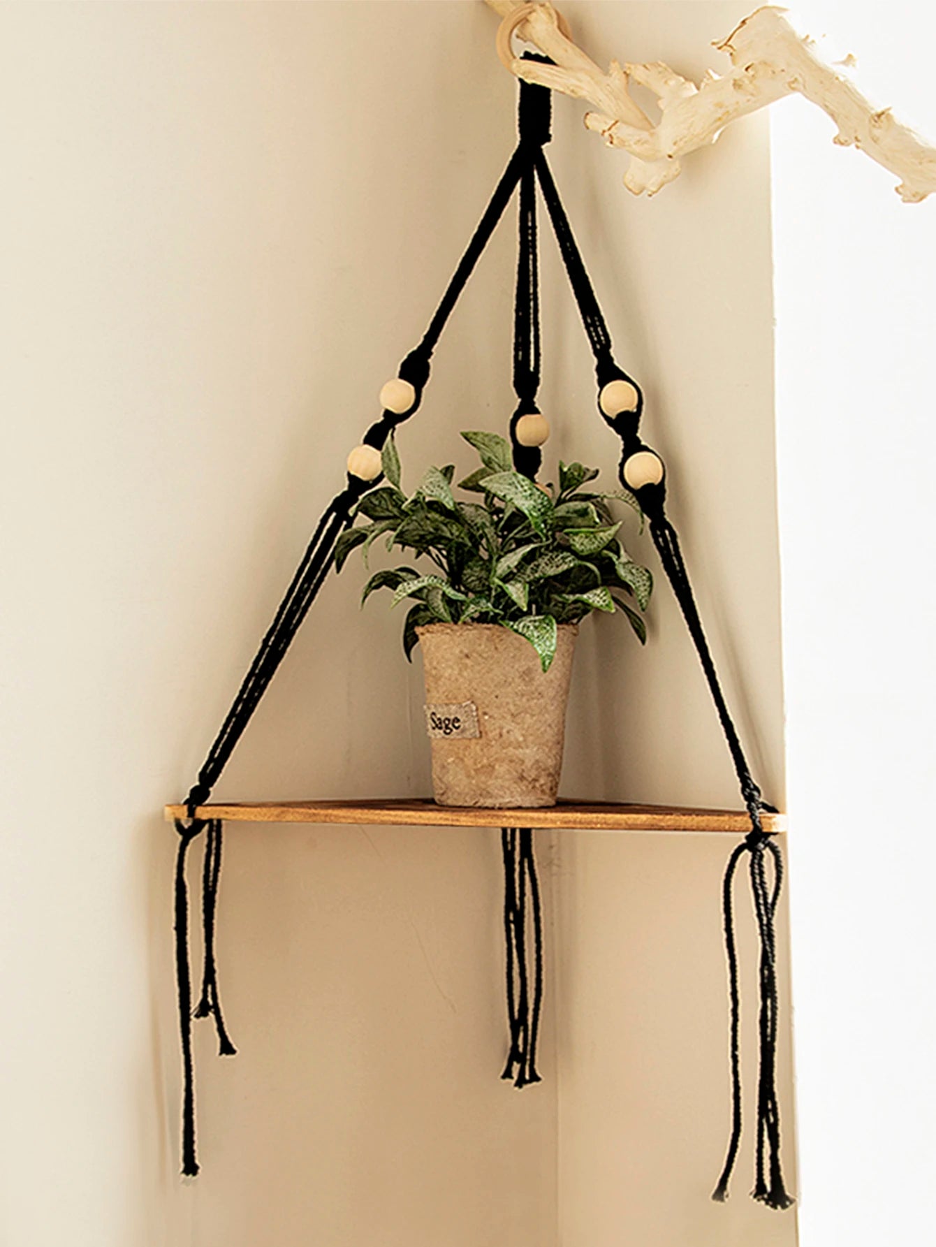 Rustic Rhapsody | Boho Floating Wall Shelf | Natural