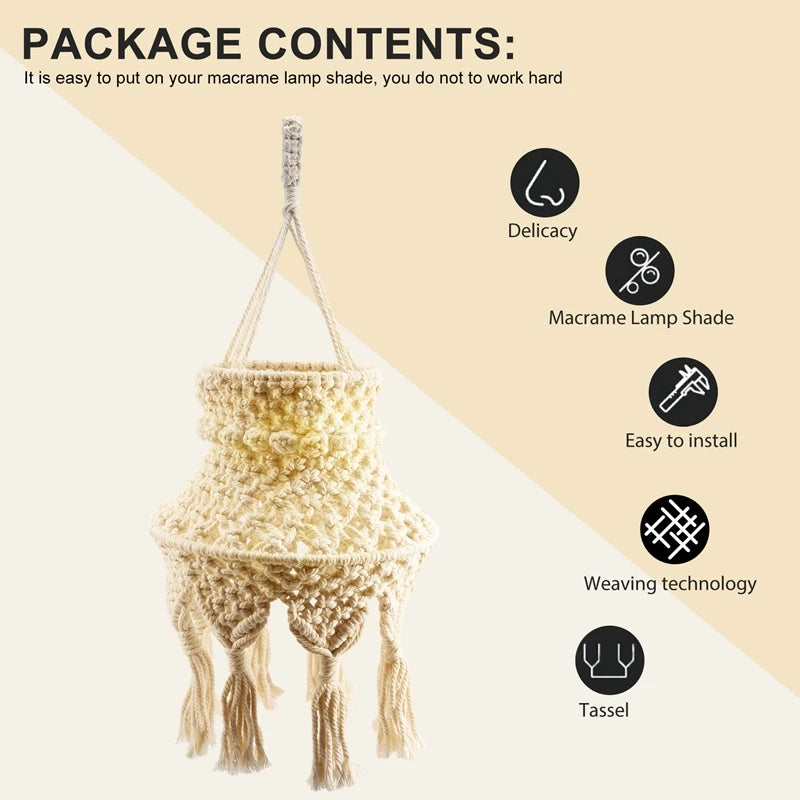 Mystic Glow | Boho Lamp Shade | Beige
