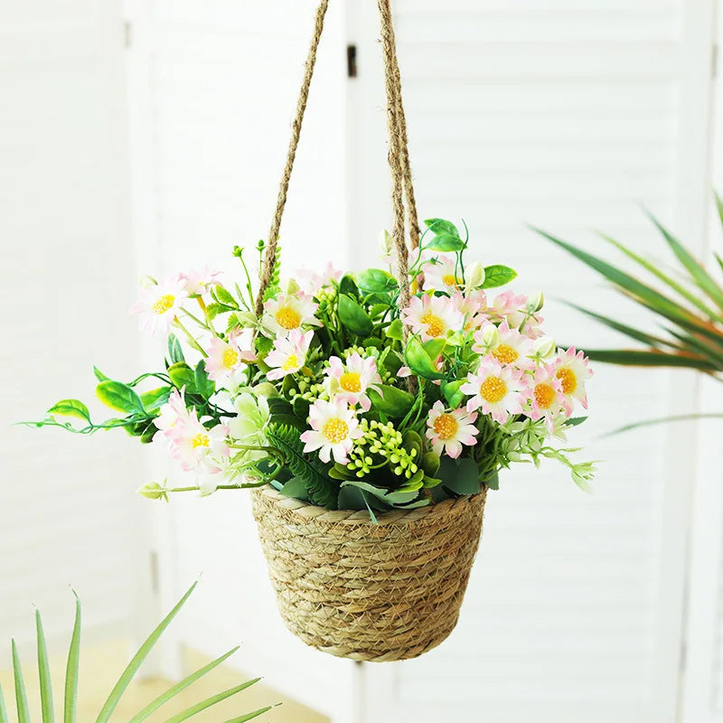 TerraWeave | Beige Rattan Hanging Plant Basket