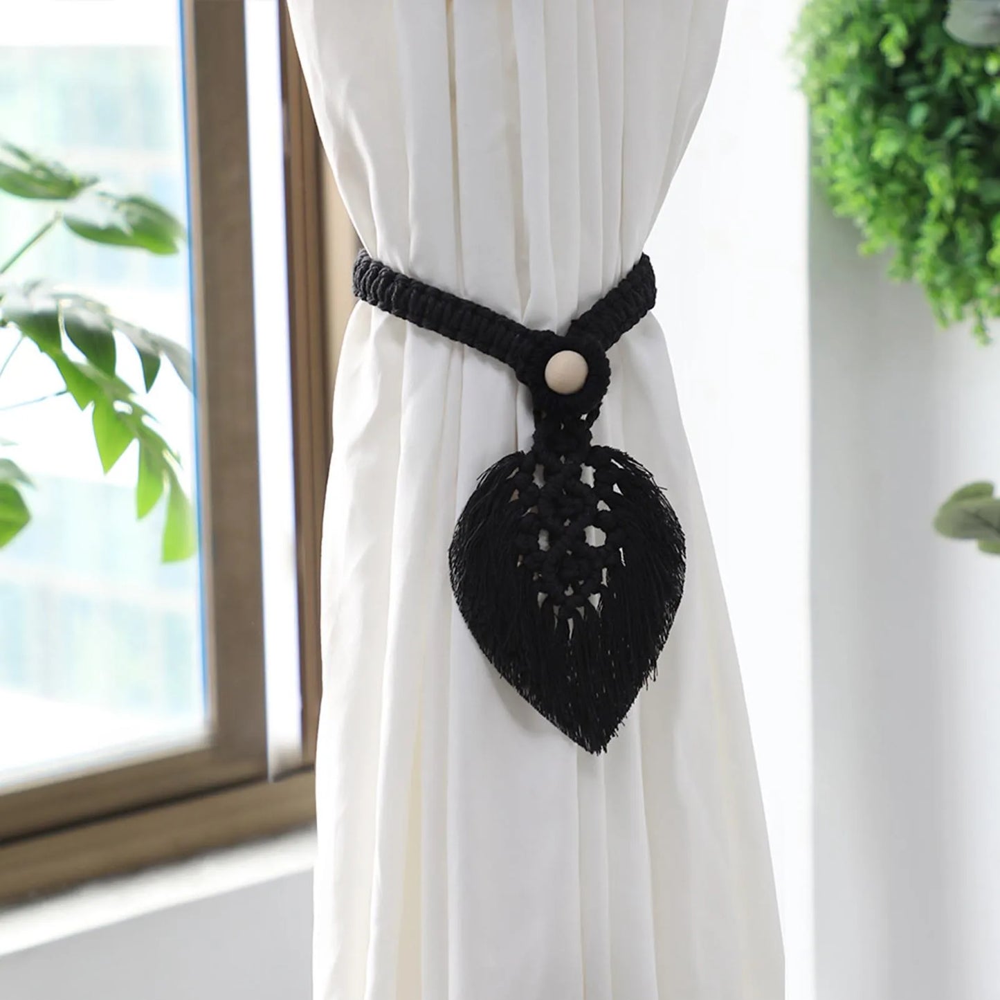 Rustic Weave | Macrame Curtain Tiebacks | Grey