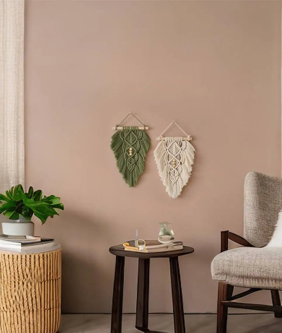 Verdant Leaf | Macrame Hanging Tapestry | Light Green