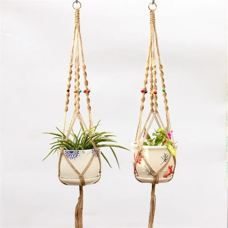 TerraNest | Brown Macrame Hanging Plant Basket