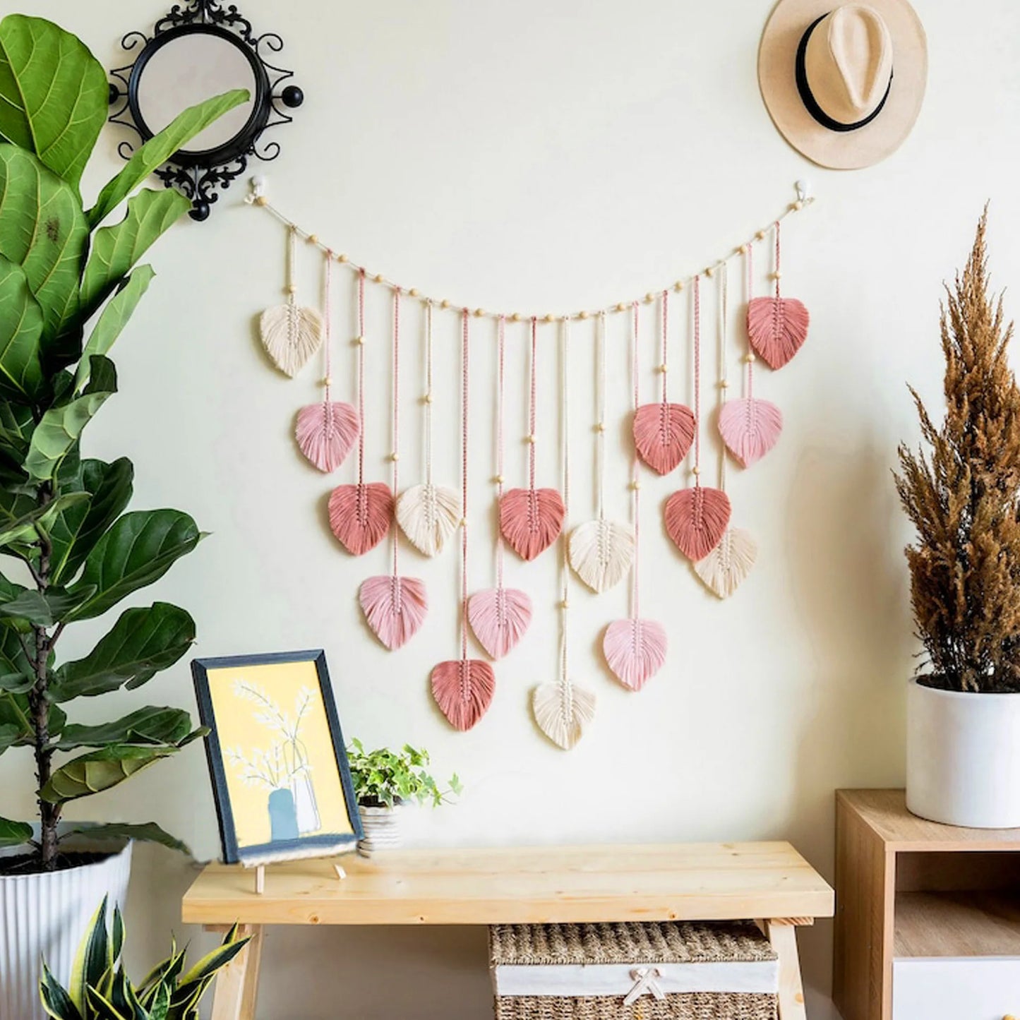 Emerald Canopy | Boho Green Leaves Garland | Pink
