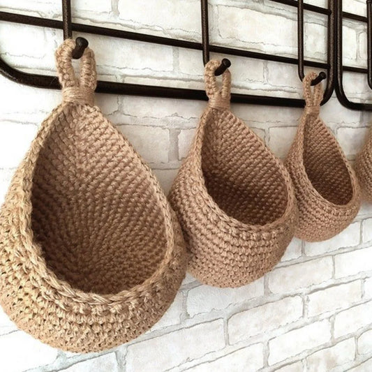 HearthNest | Brown Handwoven Wall Basket Organizer