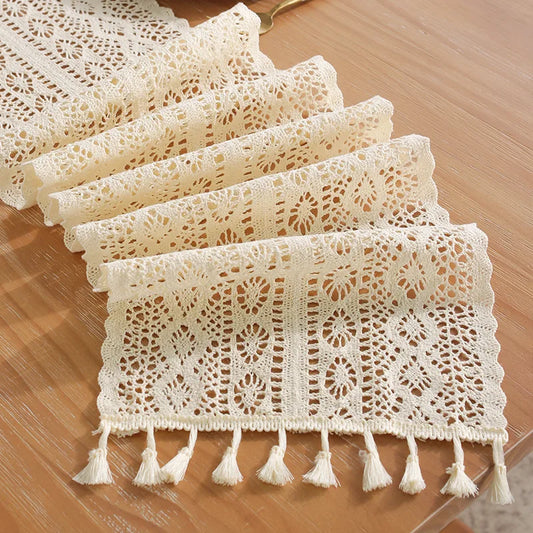 Rustic Reverie | Boho Table Runner | Beige
