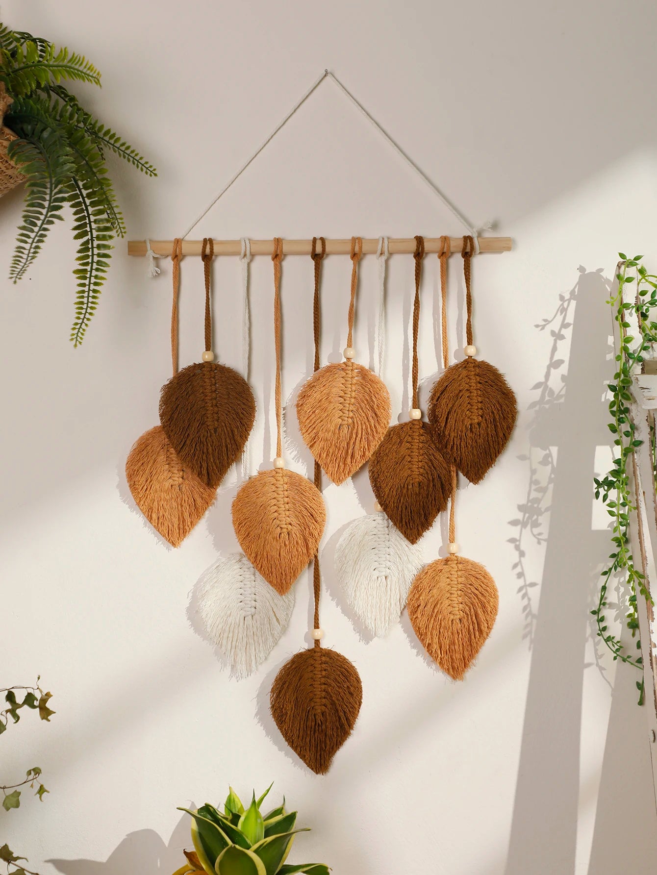 Forest Whisper | Boho Leaf Macrame Tapestry | Brown