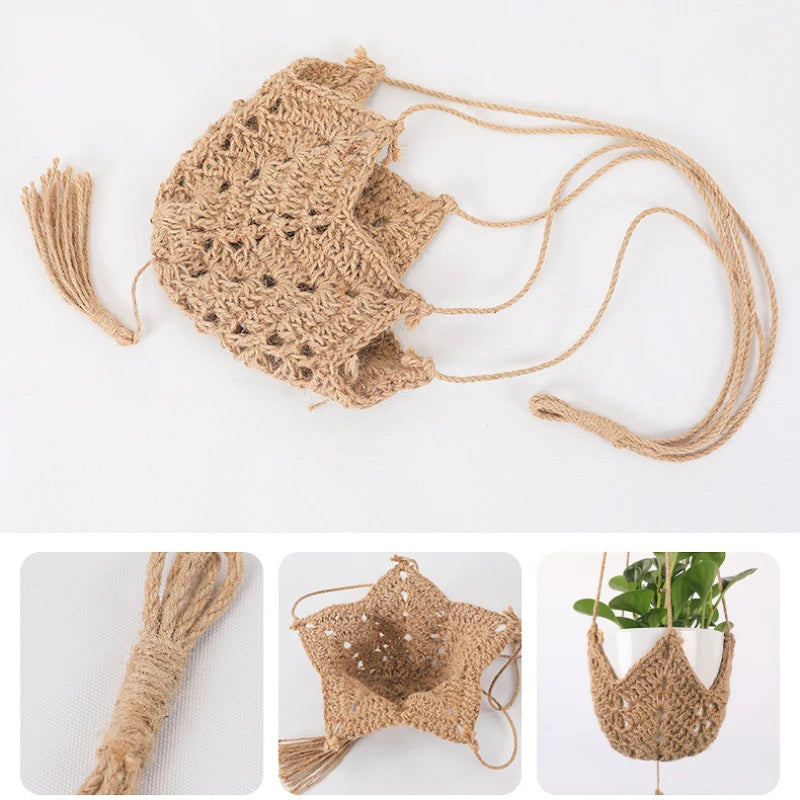 EarthNest | Brown Hanging Mesh Plant Basket