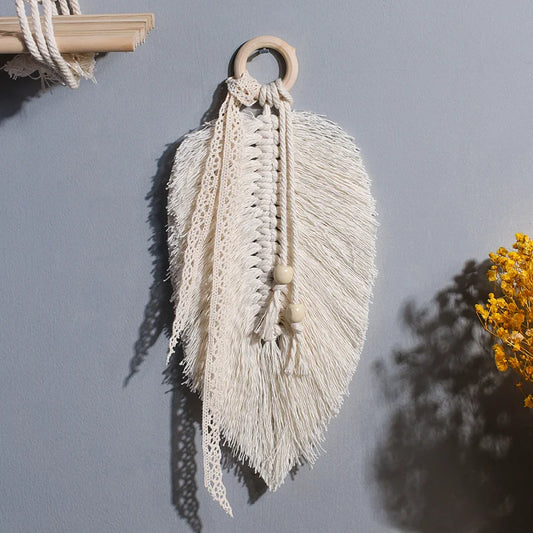 Celestial Feather | White Boho Macrame Wall Decor