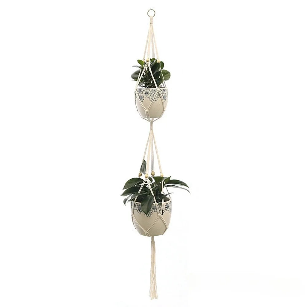 WovenWhim | White Hanging Plant Basket