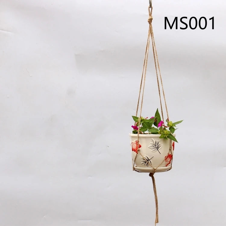 TerraNest | Brown Macrame Hanging Plant Basket