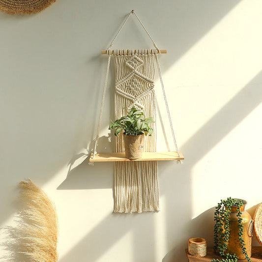Boho Bloom | Wood Floating Shelf