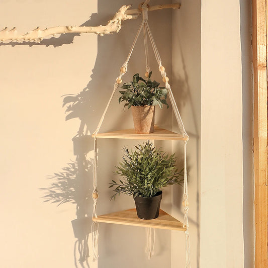 Rustic Rhapsody | Boho Floating Wall Shelf | Natural